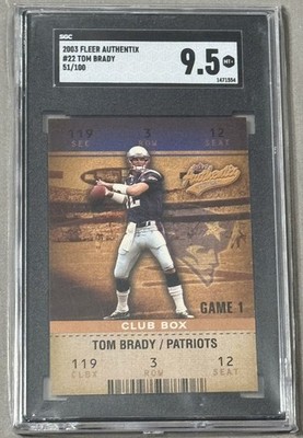 2003 Fleer Authentix Tom Brady Club Box #’d 51/100 ~ SGC 9.5 ~ None Higher! GEM!