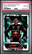 2023 TOPPS CHROME FORMULA 1 SAPPHIRE EDITION AQUA #1 MAX VERSTAPPEN 14/99 PSA 8