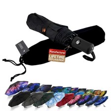 SY COMPACT Travel Umbrella Windproof Automatic Umbrellas 38 inches, Black