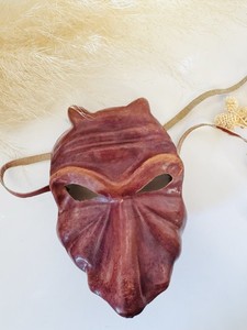 Vintage Handcrafted Leather Wall Mask | Gothic Folk Art Decor