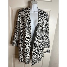 Chico's Women's Duster Leopard Print Boyfriend Jacket NEW Size 1