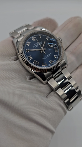 Rolex Datejust 36mm Ref 116234 Blue Roman Dial Steel & White Gold, 2018 Full Set - Video 1 of 1