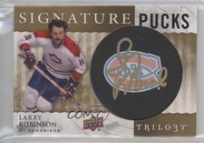 2014 Upper Deck Trilogy Signature Pucks Primary Logo Larry Robinson Auto HOF 2d8