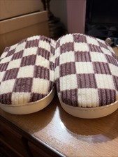 Unbranded Slippers Fur Lined Brown Checked Size 9
