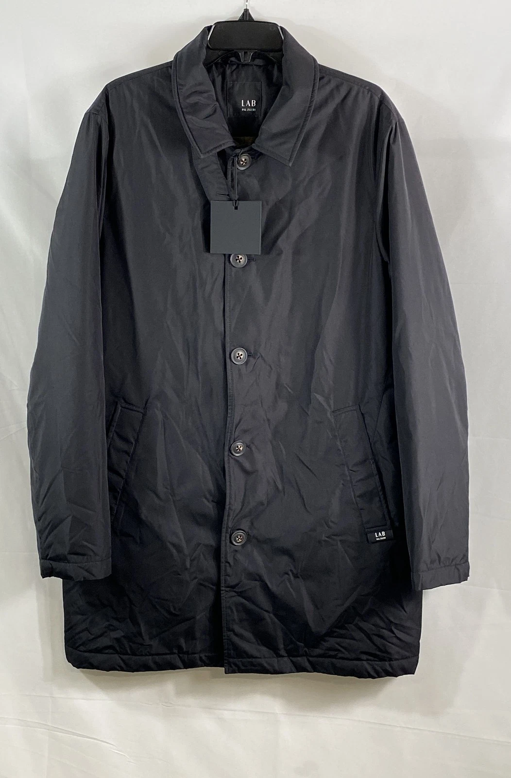 Lab Pal Zileri Men's Black Button Front Car Coat Jacket NWT Sz 54