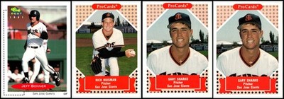 1991 San Jose Giants (4) Card Lot - UNIQUE FIND   ONE OF A KIND