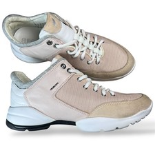 GEOX Respira Womens Sneakers Pink Beige Leather Suede Mesh Comfort Size 7