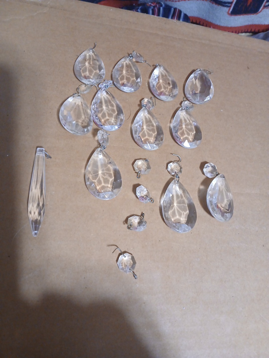 Lot Of 12 Vintage Teardrop Pear Crystal Chandelier Faceted Clear Prism A-1