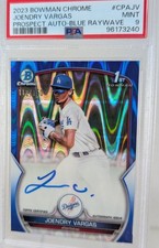 2023 Bowman Chrome Prospect Joendry Vargas Blue Raywave Refractor Au/150 - PSA 9