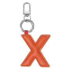 Initial Letter Keychain Cute Leather Keychains with Letter X Orange Red