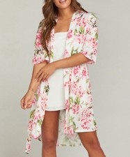 Show Me Your Mumu Brie Belted Robe One Size Floral Pink Wrap Wedding Comfort EUC