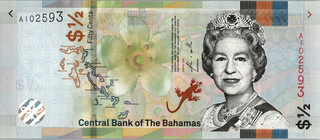 Bahamas 1/2 Dollar Queen Elizabeth II Banknote CRISP UNC