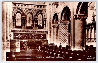 Waltham Abbey England Church Interior Vintage Photo Postcard B&S Enfield