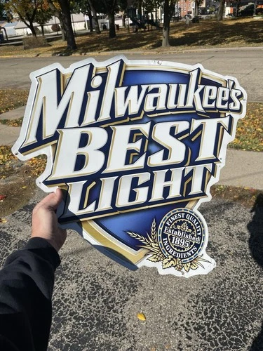 Vintage Milwaukee Best Miller Beer Embossed Metal Sign 2004