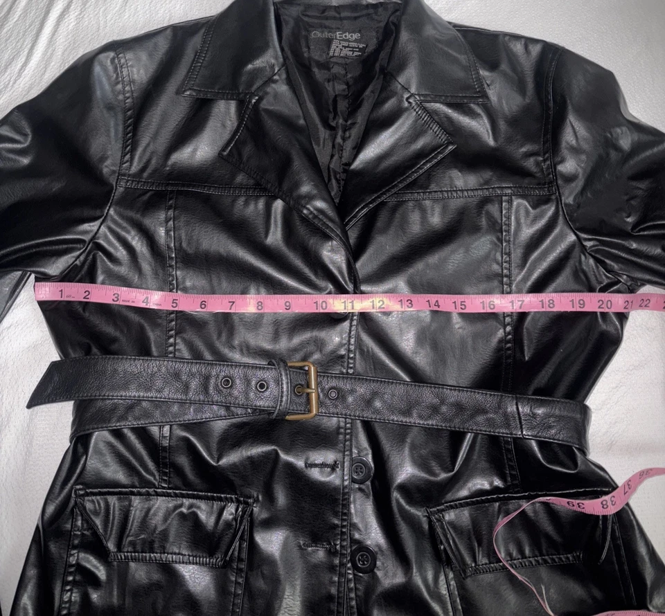 VTG Outer Edge Faux Leather Black Jacket Women’s Size L Button Closure - Image 3 of 4