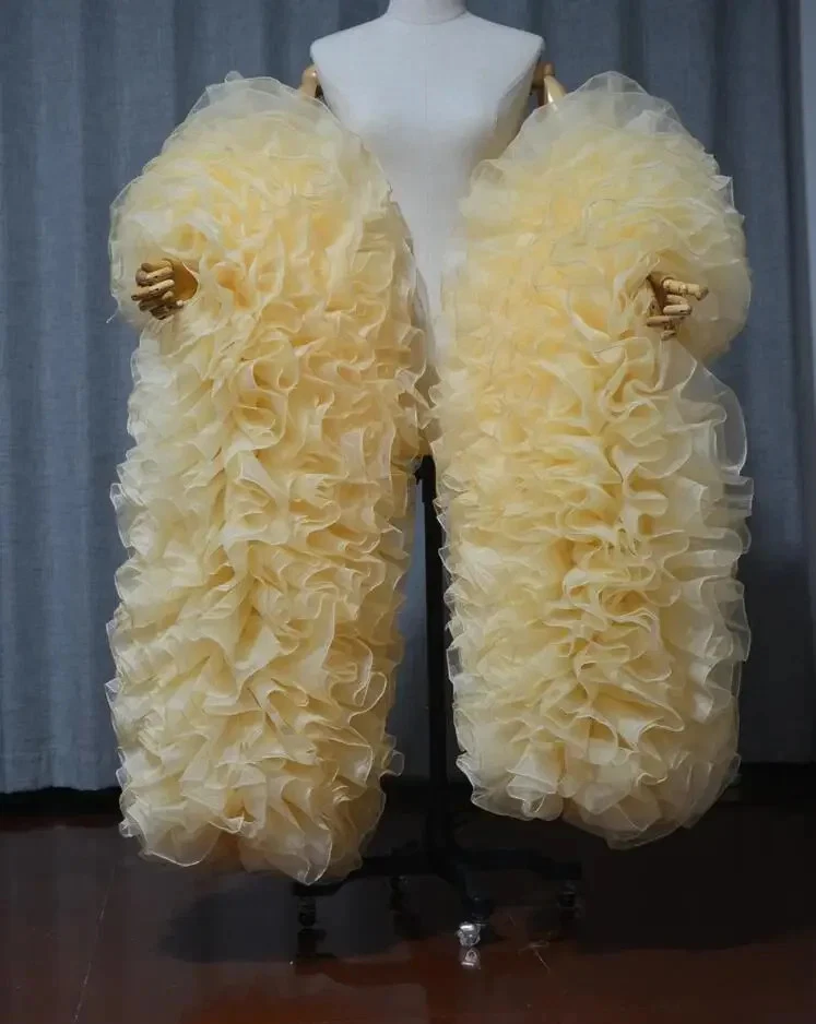 Moda Escenario Baile Fiesta Club Esponjoso Volantes Organza Boas Chal Capa Envolturas Cappa Foto 4 de 4