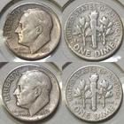 Lot of (2) Roosevelt Dimes: 1952-D & 1952-S - F/VF - 90% Silver