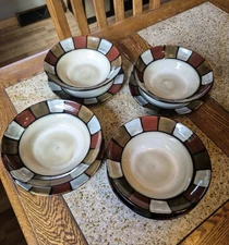 Pfaltzgraff TAOS Stoneware Dinnerware Set 8pc - 4 Salad Plates 4 Pasta Bowls