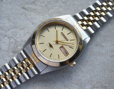 January 1990 Citizen Eagle 7 Two Tone Gold Automatic Day Date Bracelet Watch