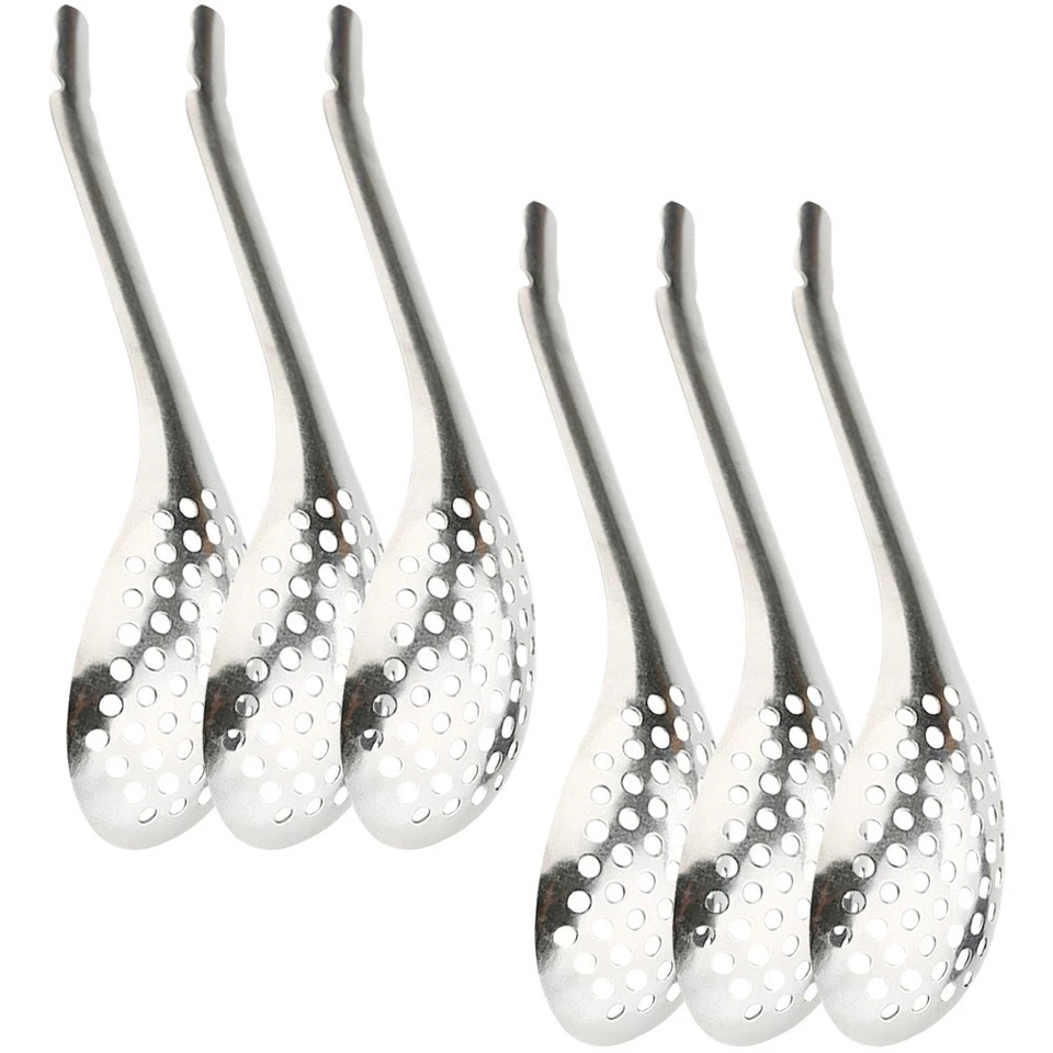 6 Pcs Cucchiai Forati Mestolo Di Servizio D'argento Cucchiaio - Immagine 3 di 4