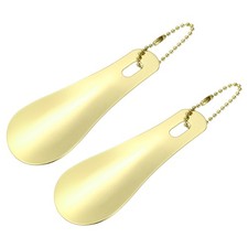 2Pcs Metal Shoe Horn 3.9" Portable Shoe Horn with Chain Gold