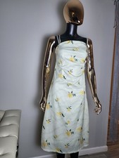 Mint Green Floral Midi Dress with Yellow Roses