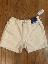 NEW Old Navy Jean Shorts Girls Medium Cream Elasticized High-Waisted Utility NWT