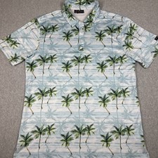 Yatta Golf Men's Polo Large Palm Tree AOP Performance Stretch Shirt