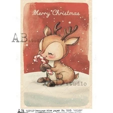 Sweet Reindeer #7295 | A4 Rice Paper | Paper for Decoupage | AB Studios
