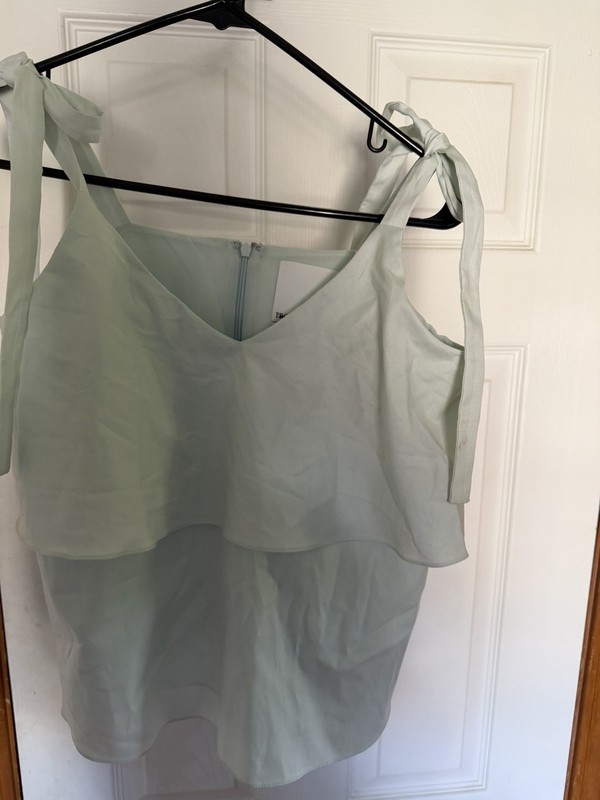 Designer Prose & Poetry Womens Top Large XS Sea FoamGreen  Off Shoulder Tie