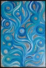 Rachael Nambula. Authentic Aboriginal Art.  Size 90cm x 60cm,Pencil Yam