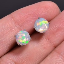 100% Original Fire Opal Round Gemstone 925 St...