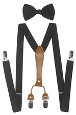 Unisex Elastic Y-Shape Suspenders and Bow Tie Set for Wedding Formal Events