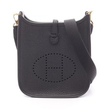 HERMES Evelyne Amazon TPM Shoulder Bag Taurillon Clemence Black Gold #RC759