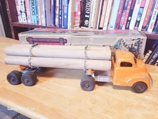 VINTAGE 1950'S  DIECAST HUBLEY KIDDIE TOY #505  LARGE LOG TRUCK  W/ BOX