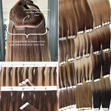 Seamless Skin Weft Tape in Thick Remy Human Hair Extensions Subtle Brown 150G
