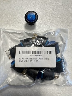 UMMEI 10 Pcs ROUND Blue Light Illuminated 2 Position 3 Pin 12V Rocker Switches