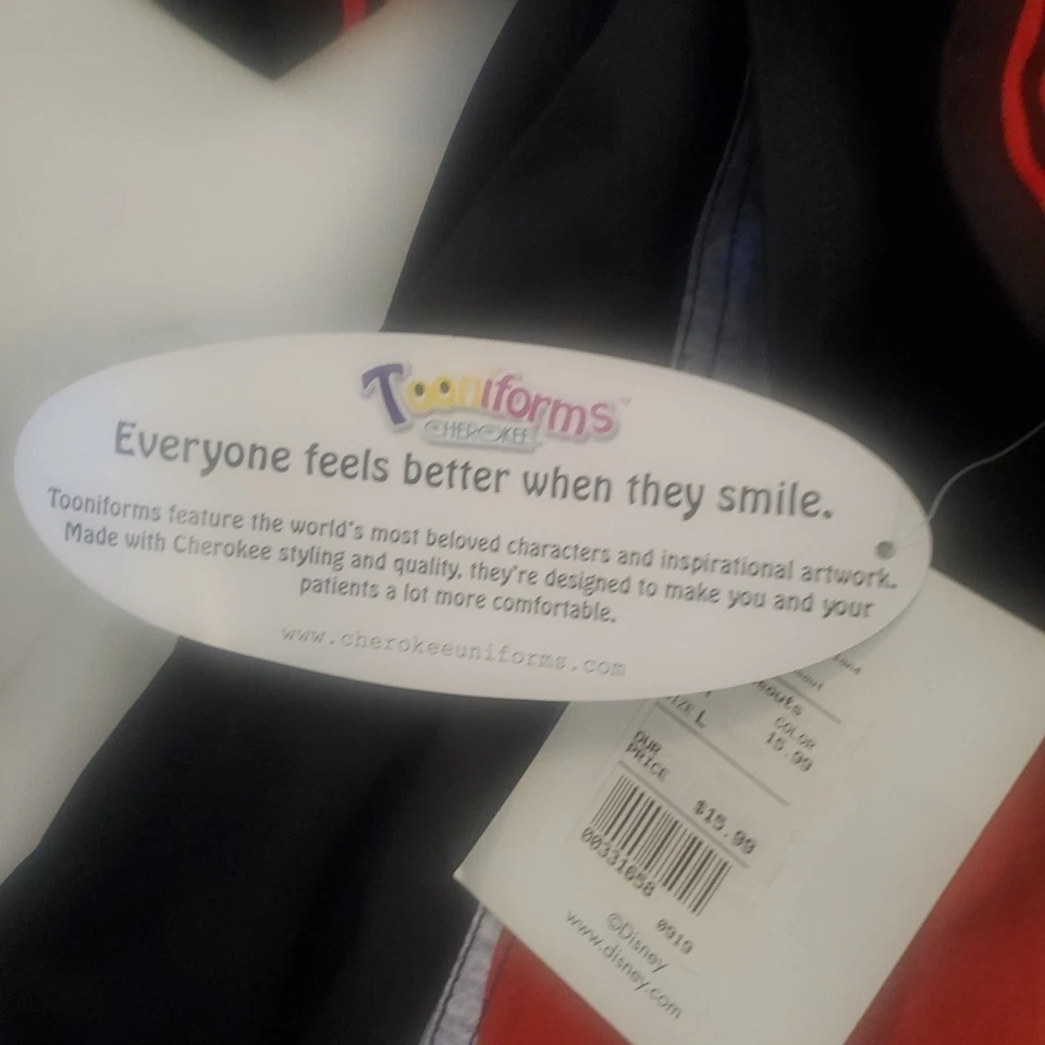 Disney Mickey Mouse Cherokee Scrub Tooniforms Large Black White Womens New NWT - Image 3 of 4