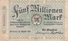 Breslau - Stadt - 5 Millionen Mark - Keller 602.d.