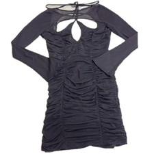 ASOS Dress Womens Size 8 Purple Peekaboo Ruched Mesh Mini Cutout Bodycon