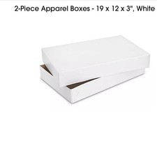 50-count Apparel Boxes 19 x 12 x 3" White 2-Piece Uline Clothes Shirt Gift Box 