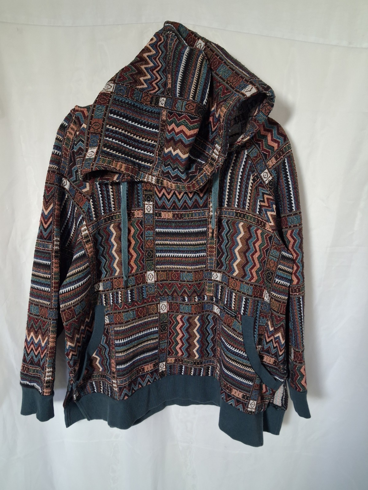 Multicolor Tribal Geometric Pattern Pullover Hood… - image 2