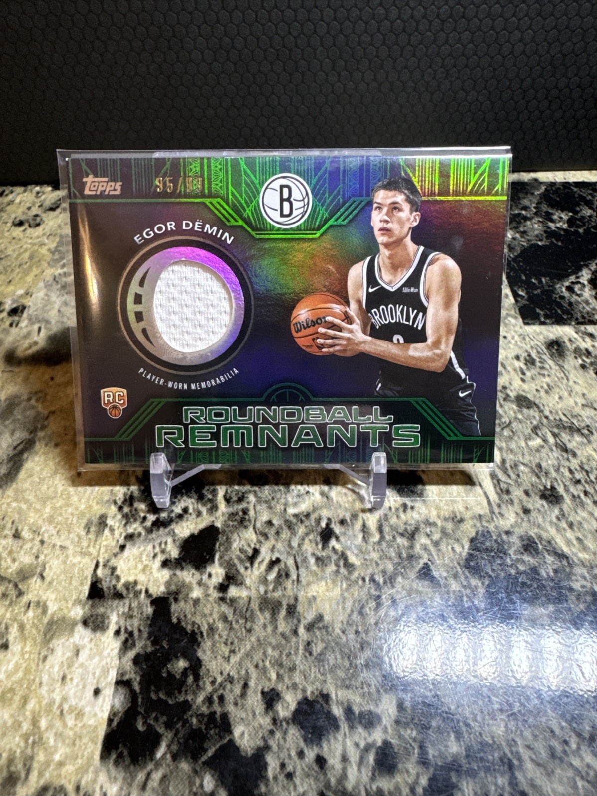 2025-26 Topps Basketball Egor Demin Roundball Remnants Green Foil /99 Patch RC
