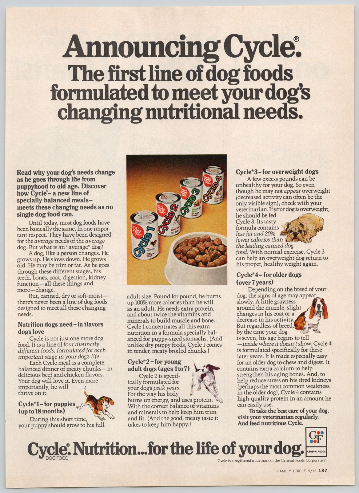 General Mills Puppy Adult Nutrition 1976 Vintage Print Ad