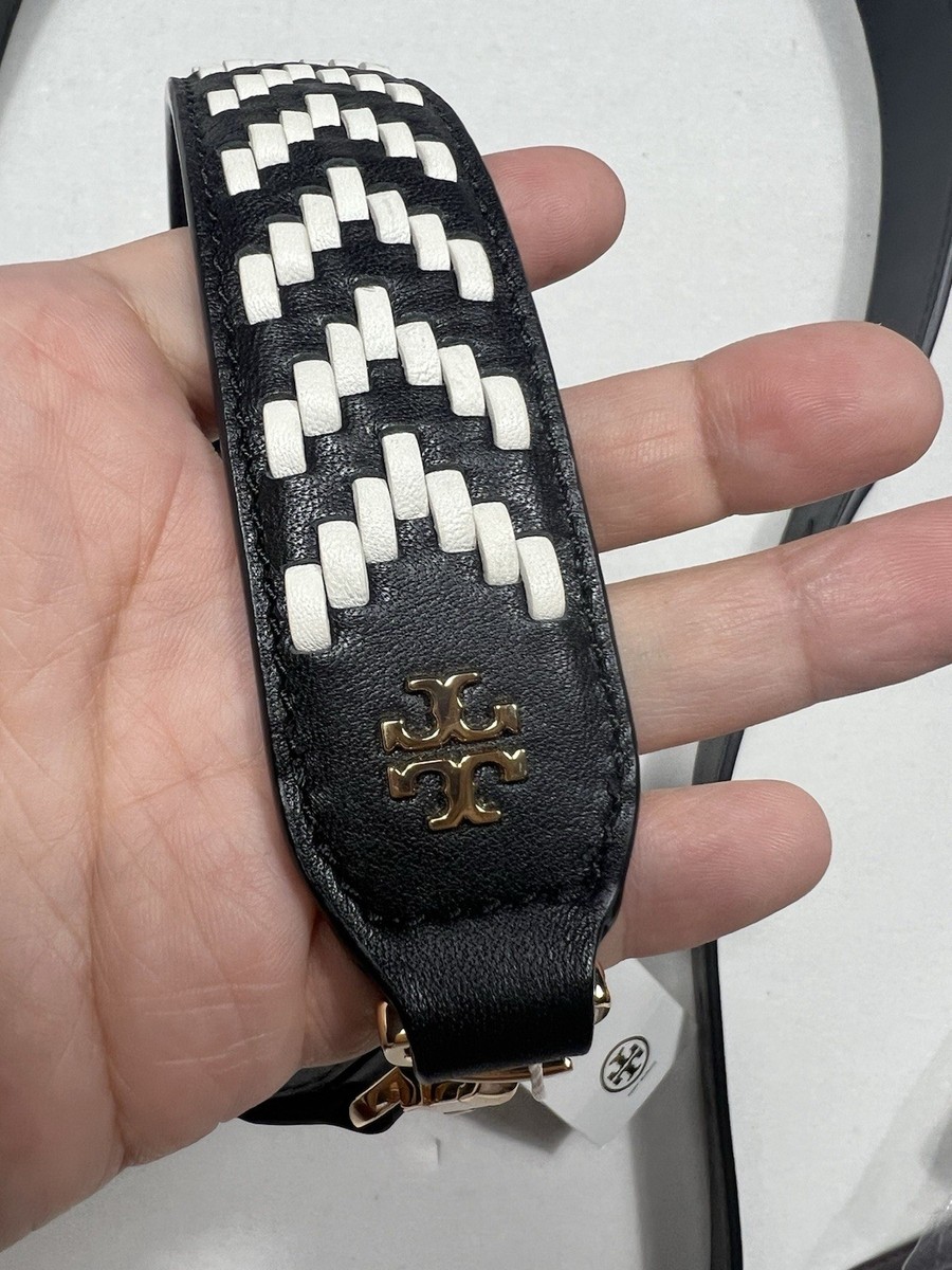 Tory Burch Black And White Woven Chevron Pattern Belt/Strap  display picture 1