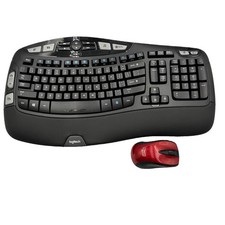 Logitech K350 Keyboard WITH Dongle Wave Wireless M525 Mouse USB Tested Works