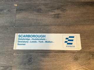 BRITISH RAIL WINDOW CARRIAGE LABEL SCARBOROUGH (MANCHESTER)