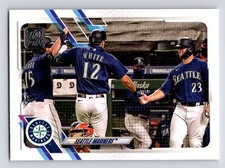 2021 Topps #599 Seattle Mariners; Ty France; Kyle Seager; Evan White