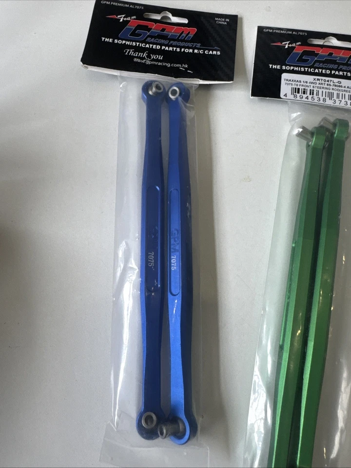 GPM Aluminium 7075-T6 vordere Lenkstange 2x Set Traxxas XRT/X-Maxx Blau Und Grün - Bild 3 von 4