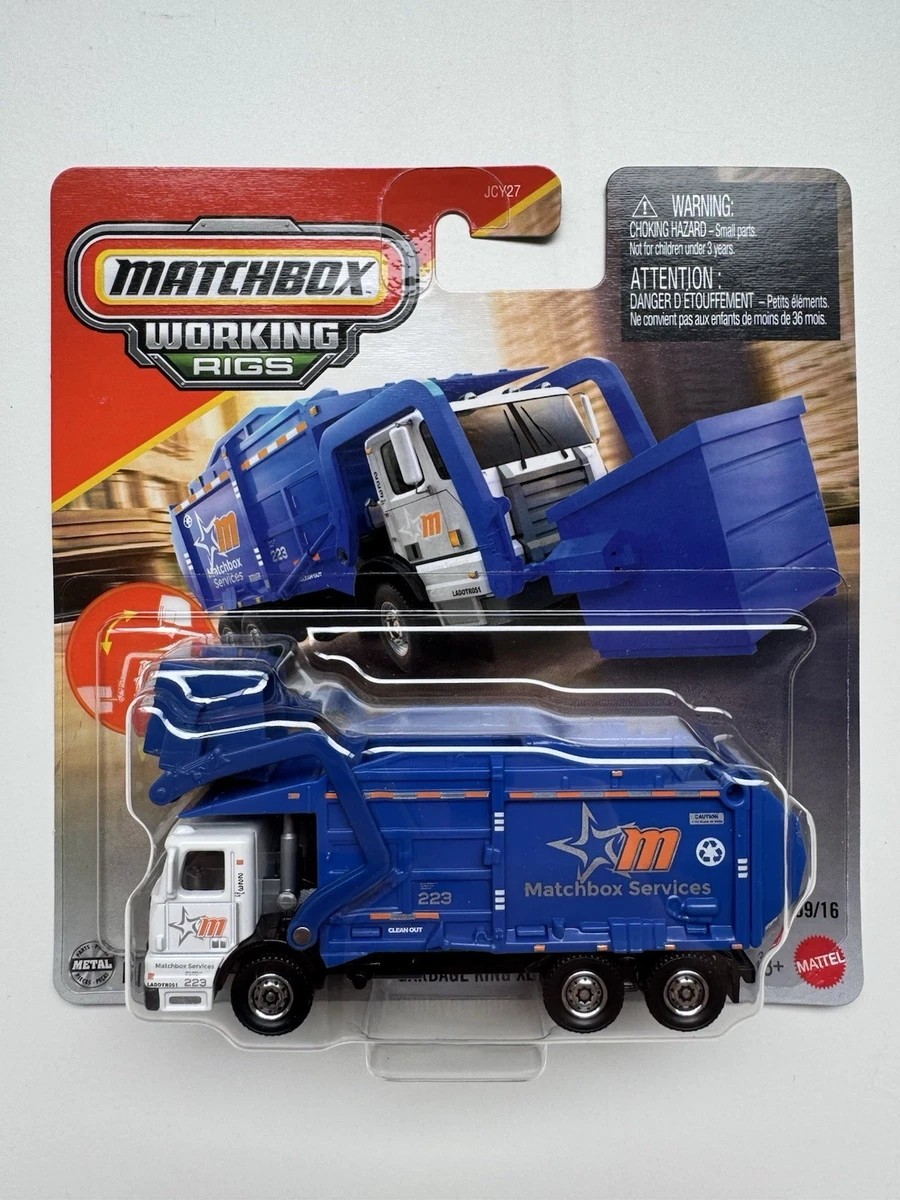 Matchbox Garbage King XL Working Rigs Blue Garbage Truck 09/16 NEW